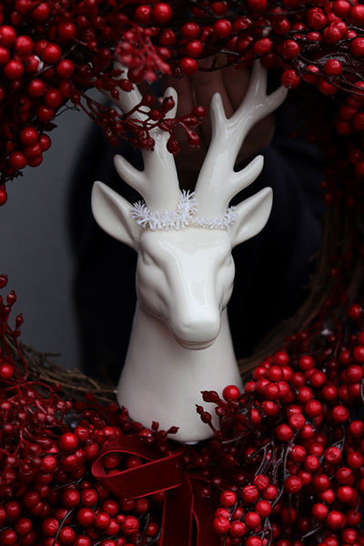  Jeleń w Koralach, świąteczny wianek dekoracyjny