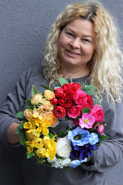 dekoracyjny, przepiękny wianek Bukiet Wiosenny, śr.28cm