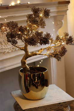 OD RĘKI Golden Bonsai, dekoracja świąteczna LED, wys.60cm