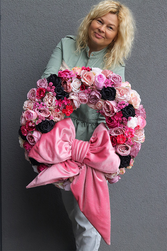 Natalie in Paris, duży wianek na drzwi z kokardą, śr.56cm   