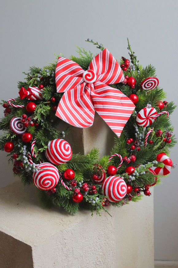 Lollypop Candies, świąteczny wianek na drzwi