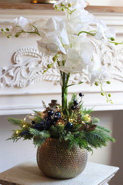 elegancki storczyk zimowy, Złoto & Granat, wys.68cm