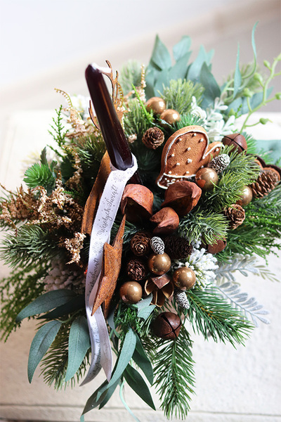 Industrial Miedziany, świąteczny stroik w metalowej osłonce