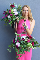 komplet dekoracji nagrobnych Angelo Garden Pink Redutta, lampion & bukiet