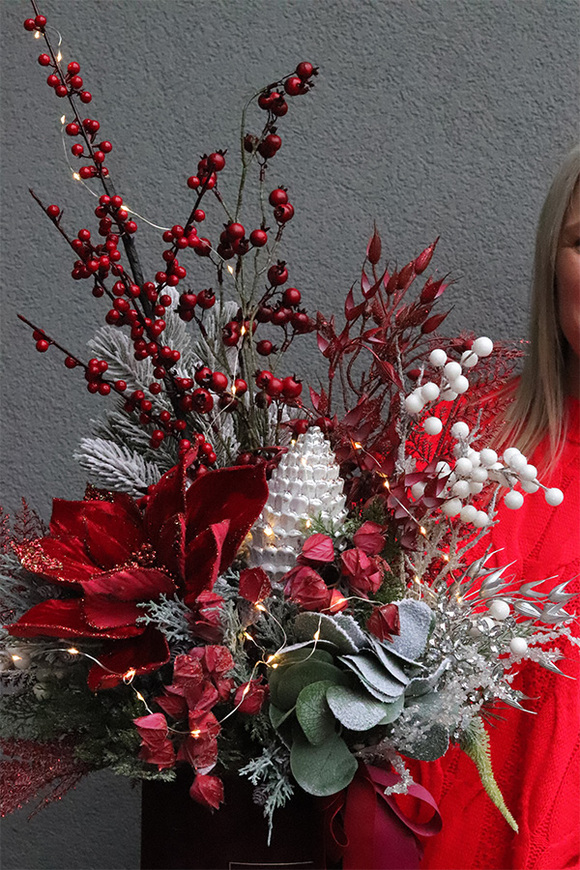 Bordo Xmas, flowerbox świąteczny LED