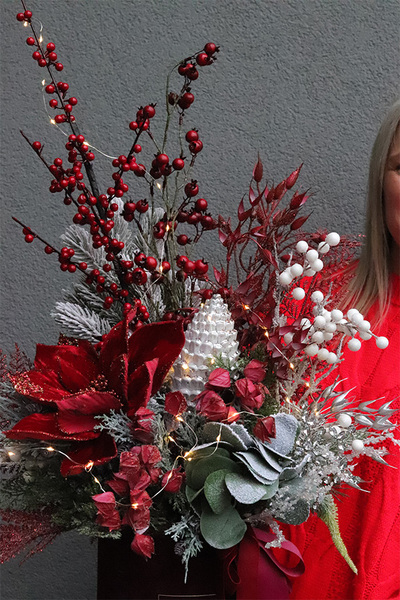 Bordo Xmas, flowerbox świąteczny LED