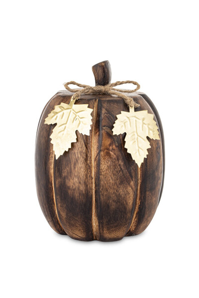 Wood Pumpkin Gold, dekoracyjna dynia drewniana
