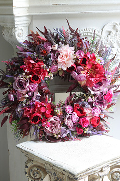 Melise Morelia, fioletowo-różowy wianek kwiatowy, śr.45cm 