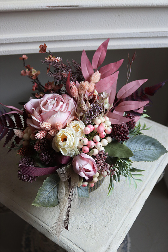 Lubina, różowa kompozycja kwiatowa