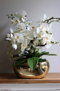 Nature&Gold, sztuczny storczyk w złotej donicy glamour, wys.50cm