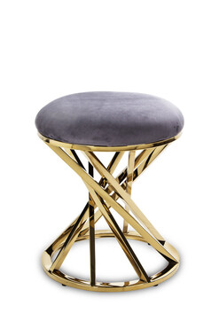Endire Gold, welurowy stołek szary, wym.47x41x41cm 