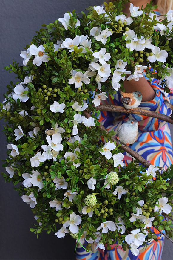 Ptaszki na Gałęzi 4, wiosenny wianek dekoracyjny