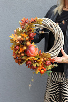U Doroty, elegancki asymetryczny wianek jesienny, śr.34cm