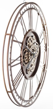 duży metalowy zegar ścienny, Zegarmistrz, śr.75cm 