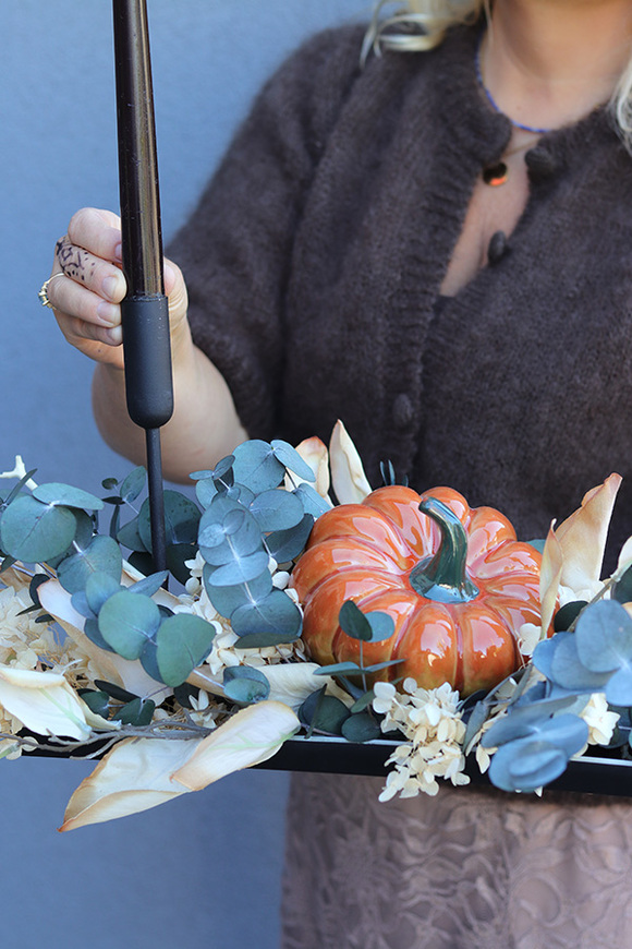 Dyniove Love, jesienny stroik / kompozycja, wym.25x26x70cm