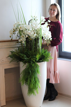 Fiberglass Grande Leucadio, storczyk w donicy fiberglass, wys.150cm 