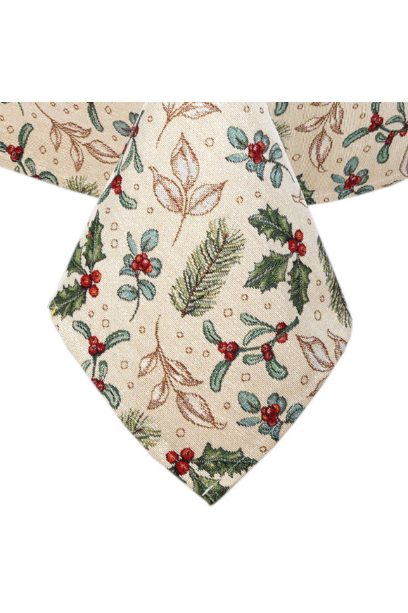 Ostrokrzew, świąteczny obrus gobelinowy