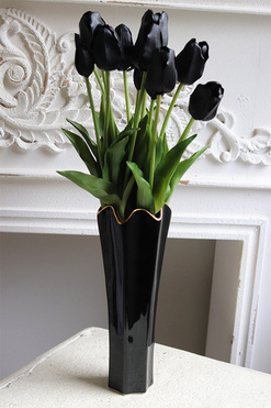 Black Easter Tulips, bukiet gumowych tulipanów w wazonie, wys.53cm