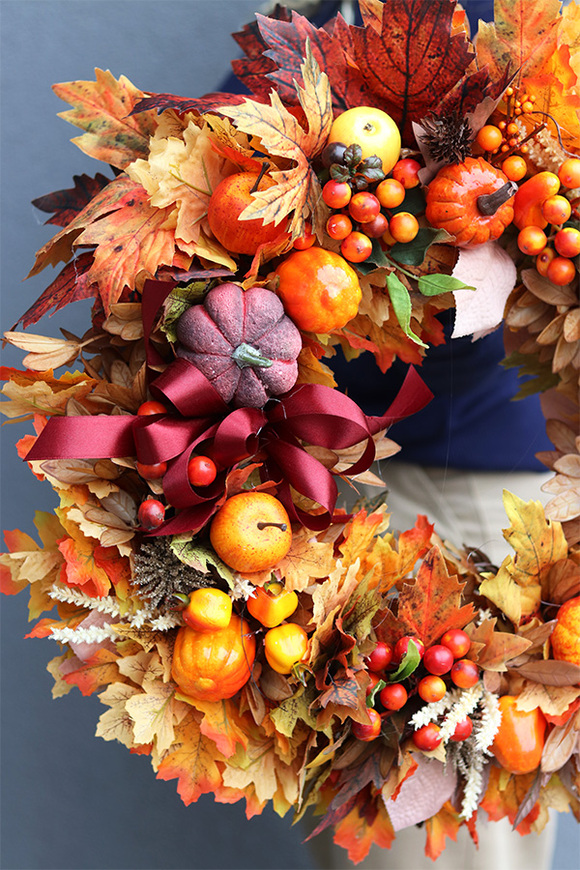 Bravissimo, jesienny wianek z pięknymi dodatkai, śr.54cm