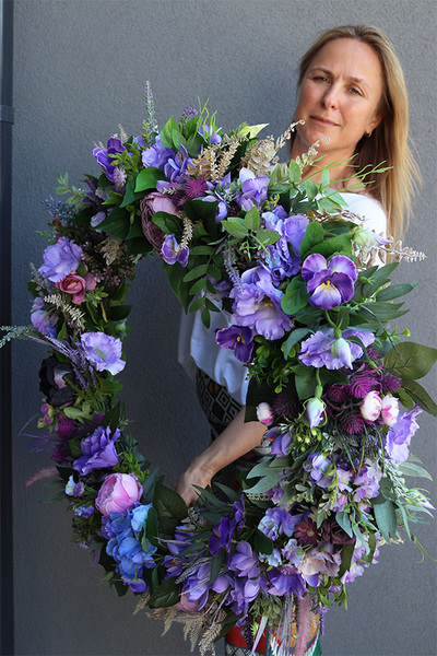 bardzo duży dekoracyjny wianek, Fiolettaro, śr.75cm