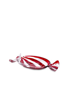 OD RĘKI Sugar Red C, szklana patera dekoracyjna cukierek, wym.2.5x20x9.5cm