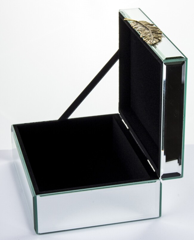 Feather C, lustrzane puzderko / szkatułka na drobiazgi, wym.8x19x15cm