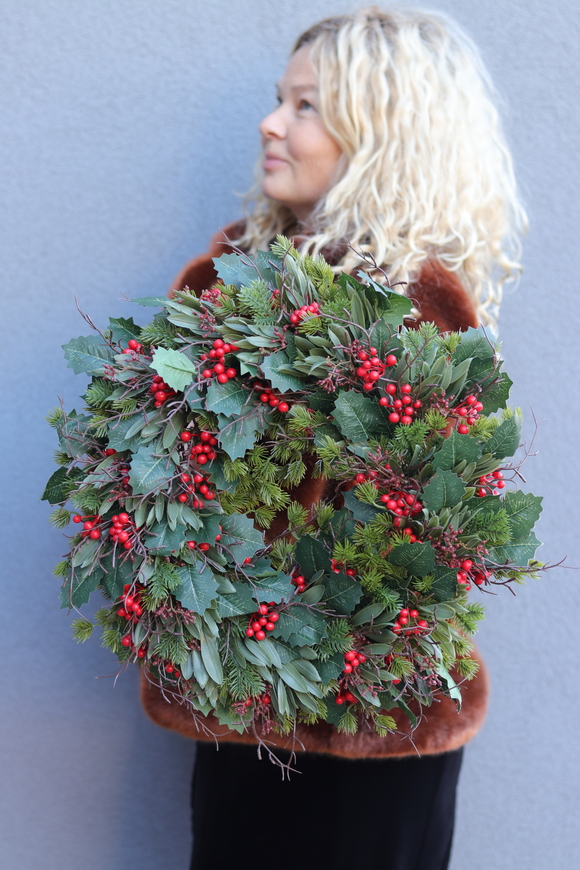 Zimowa Ozdoba, świąteczny wianek na drzwi