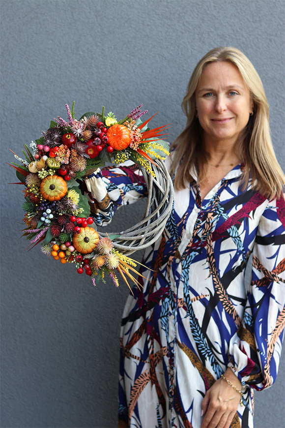 Welcome Fall, jesienny wianek z dyniami