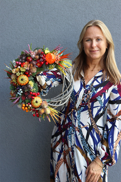 Welcome Fall, jesienny wianek z dyniami