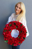 Red Hydrangea, czerwony wianek hortensji, śr.44cm 