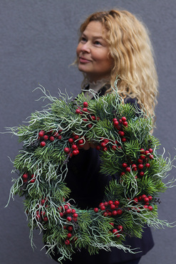 OD RĘKI Zimowa Błogość, świąteczny wianek dekoracyjny, śr.42cm