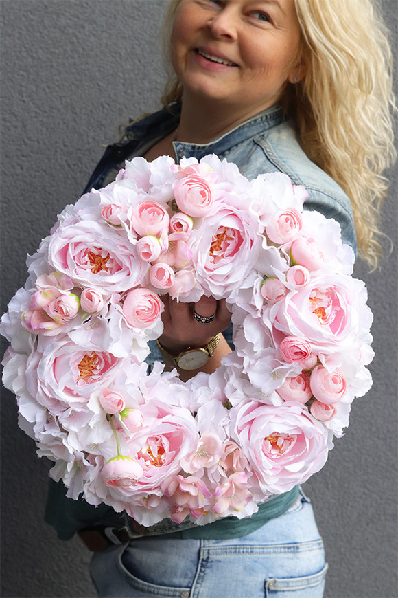 Pink Sugar, różowy wianek na drzwi