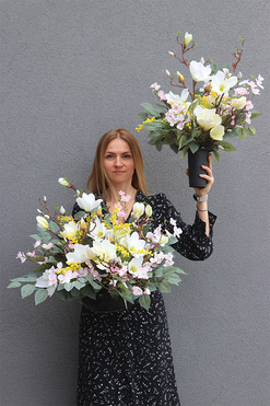 Mimoza&Magnolia, komplet dekoracji nagrobnych, kompozycja + bukiet