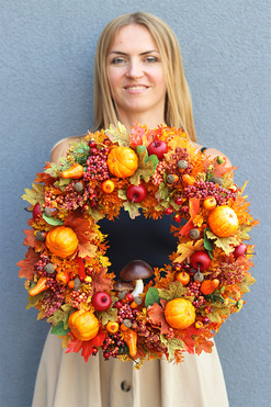 Kordelia, jesienny wianek z grzybkiem, śr.42cm