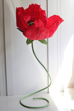 Mak Paper Flowers, ręcznie robiony kwiat papierowy, wys.130cm 