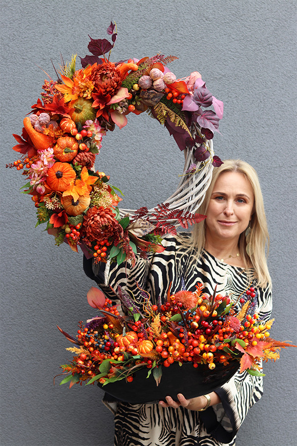 Jesienna Halina, asymetryczny jesienny wianek