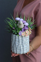 Ptak w Gnieździe, dekoracja z ptaszkiem w perłowej donicy