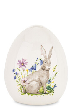 OD RĘKI Zajączki B, ceramiczna dekoracja wielkanocna jajko, wym.15x11cm