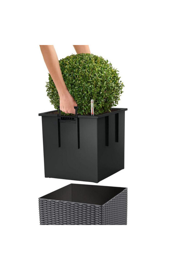 Cube Cottage, doniczka z nawadnianiem, piaskowy, wym.30x30cm