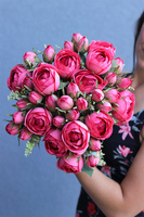 Pełniki New, bukiet jaskraworóżowych kwiatów, dł.35cm 