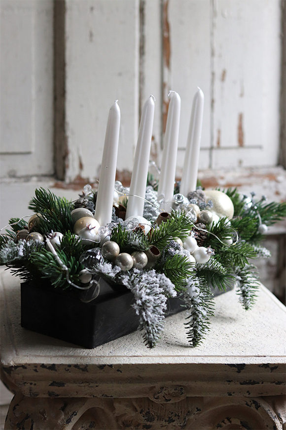 adwentowy stroik Whiterio, wym.27x47cm