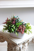 Minisa, sukulenty w biało-srebrnej doniczce, wys.15cm