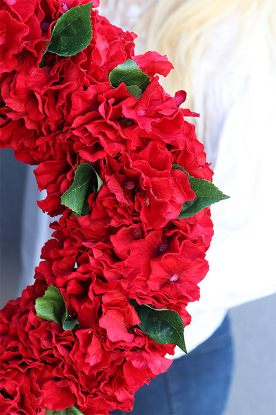 Red Hydrangea, czerwony wianek hortensji, śr.44cm 