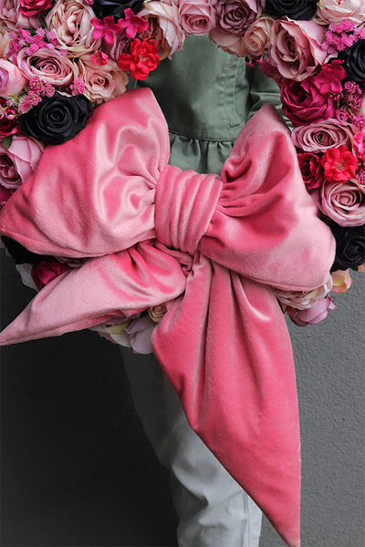 Natalie in Paris, duży wianek na drzwi z kokardą, śr.56cm   