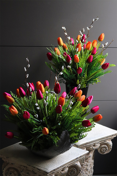 Tulippe Volcan Premium wiosenny komplet dekoracji nagrobnych