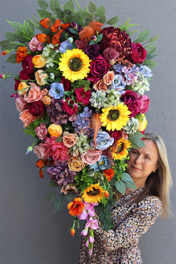 Autumn Joy, jesienna wiązanka ze słonecznikami, dł.110cm 