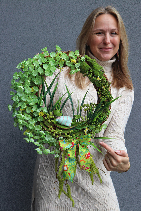 Żabka, boski wianek dekoracyjny z żabą