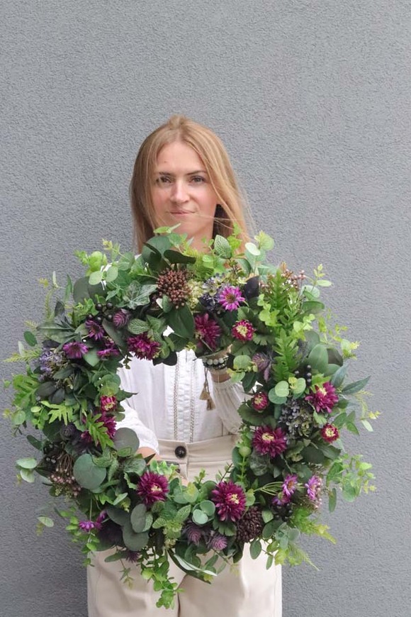 Fioletowy Las, wianek dekoracyjny na drzwi