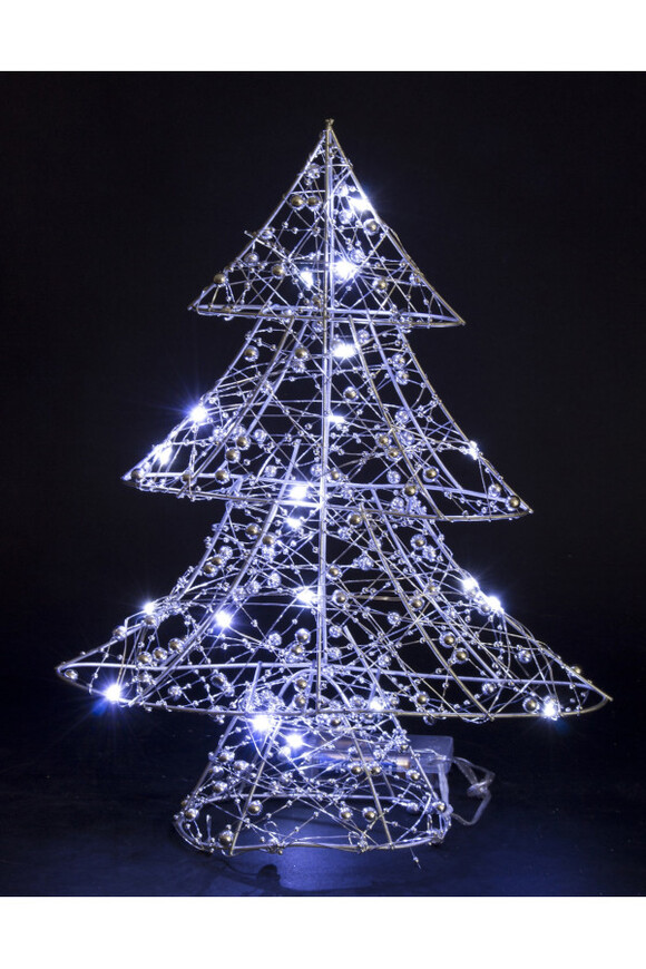 Christmas Tree, figurka świąteczna choinka LED, srebrna