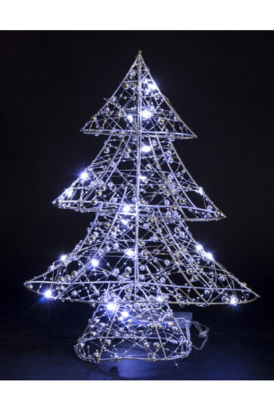 Christmas Tree, figurka świąteczna choinka LED, srebrna